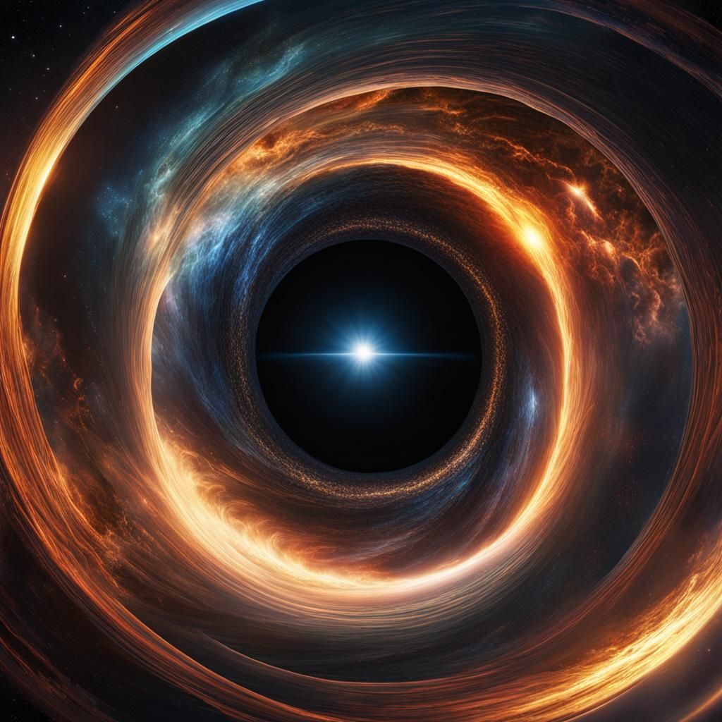 Galactic Black Hole Through Spinning Vortex: Fantasy Art