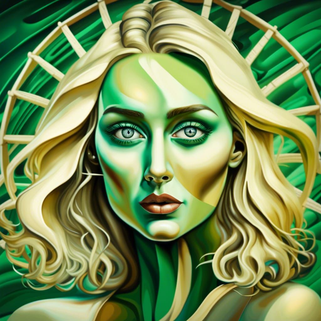 Blonde Woman on Ferris Wheel: Surreal 3D Render