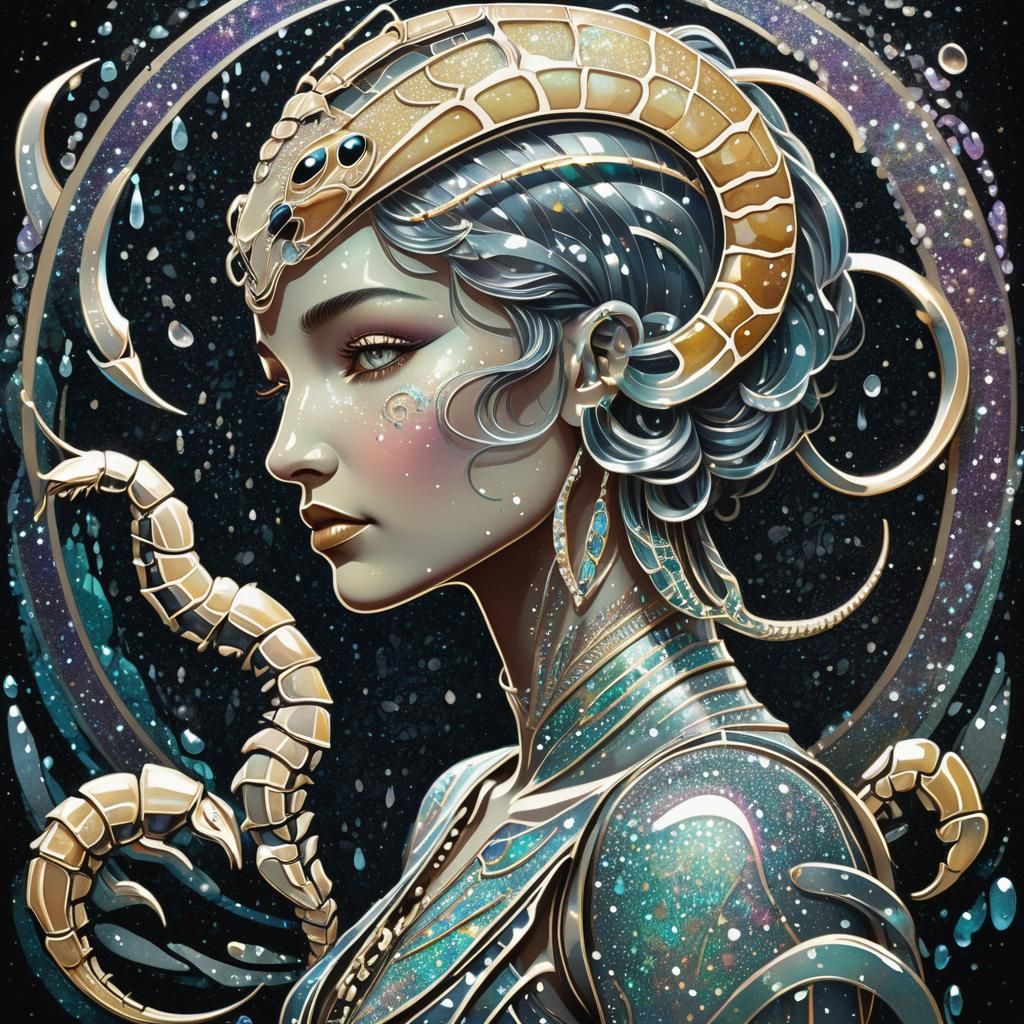 Scorpio Zodiac in Art Nouveau Art Deco Style