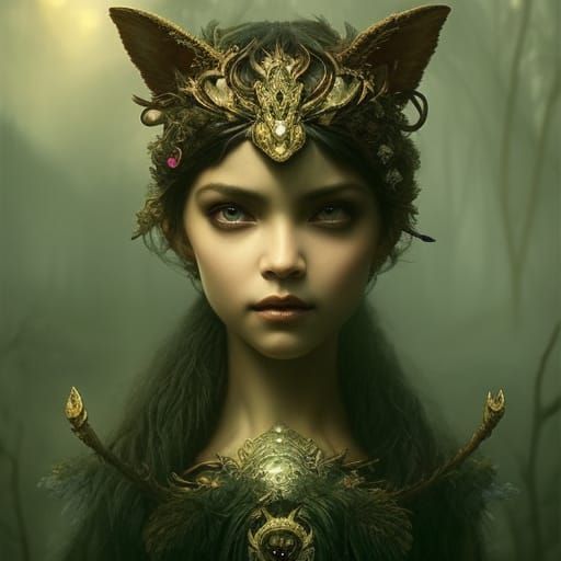Ornate Pixie Baby Portrait in Dark Fantasy Style