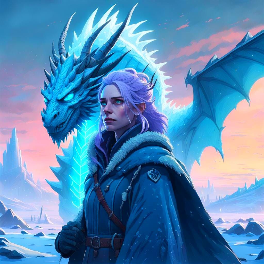 Icy Dragon Girl Fantasy Concept Art