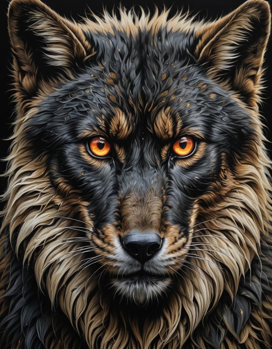 Fierce Furry Portrait with Glowing Eyes