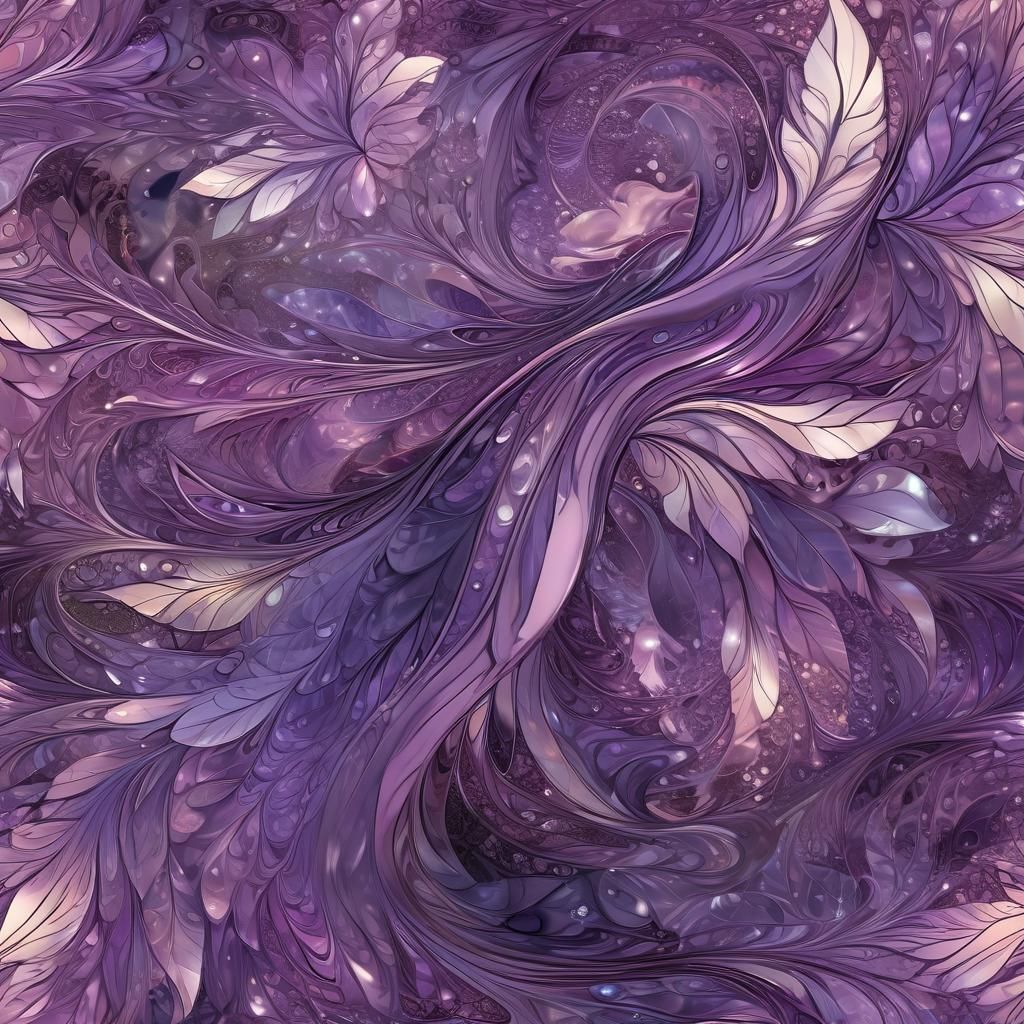 Purple Glass Birds in Abstract Fractal Design