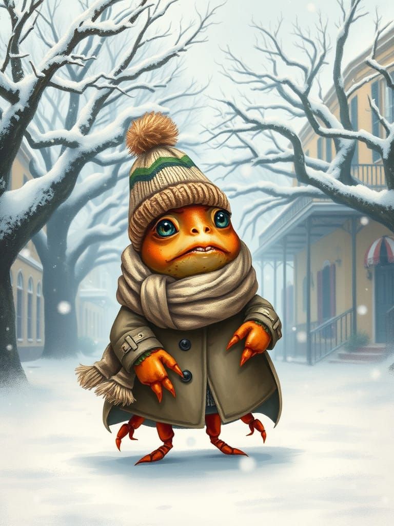 Whimsical Snowfall Scene in New Orleans