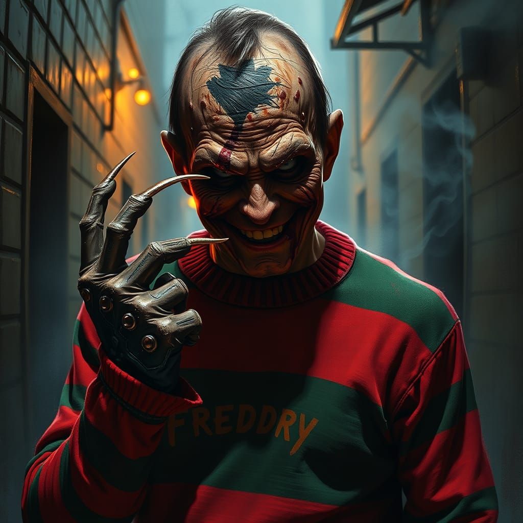 Freddy Krueger Portrait in Gothic Horror Style