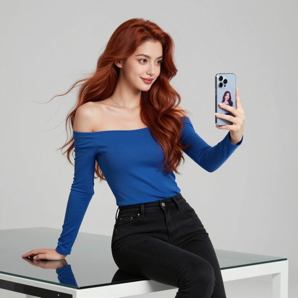 Cute Woman Takes Selfie on iPhone 16