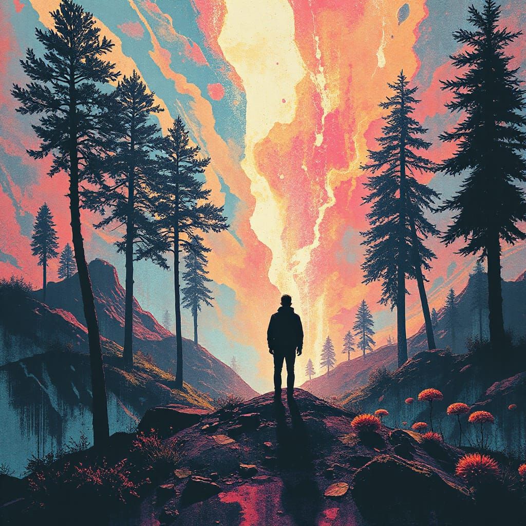 Cyberpunk Insomniac in Dreamlike Glitch Art Style