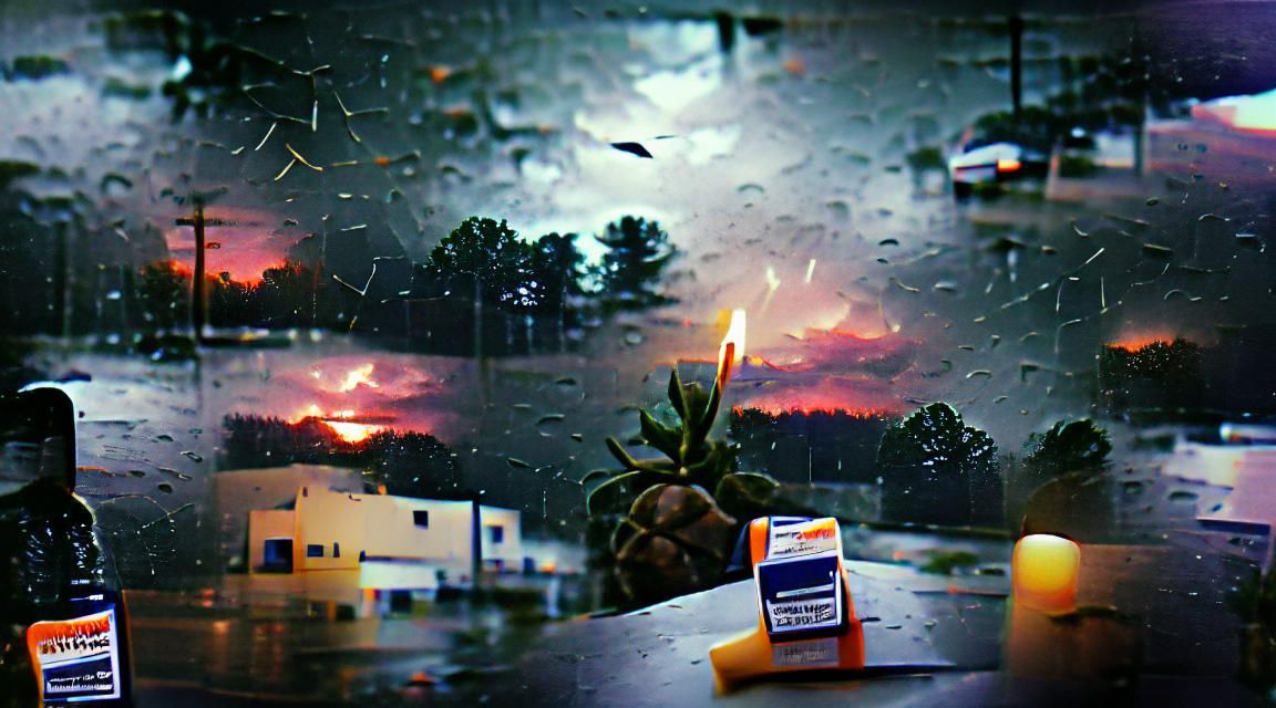 Melancholic Sunset Dream: Isolation in a Thunderstorm