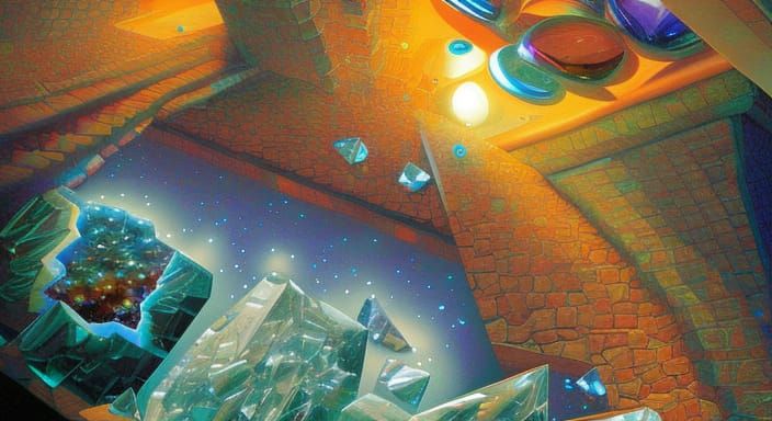 Hyper Detailed Crystal Landscape with Gems