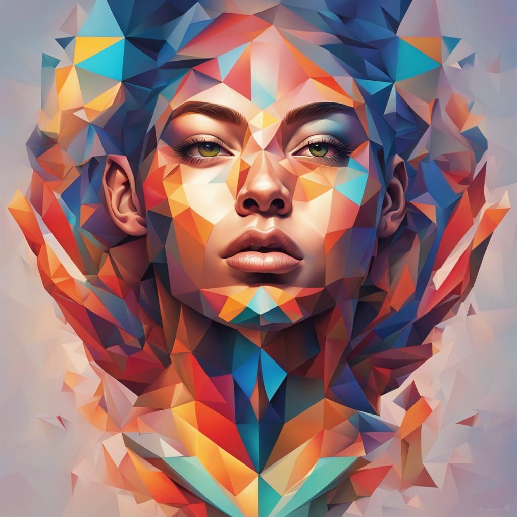 Geometric Strength, Peace, and Light in Splash Art