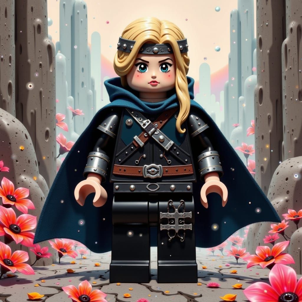 Medieval Lego Thief in Surreal Oil Painting Style