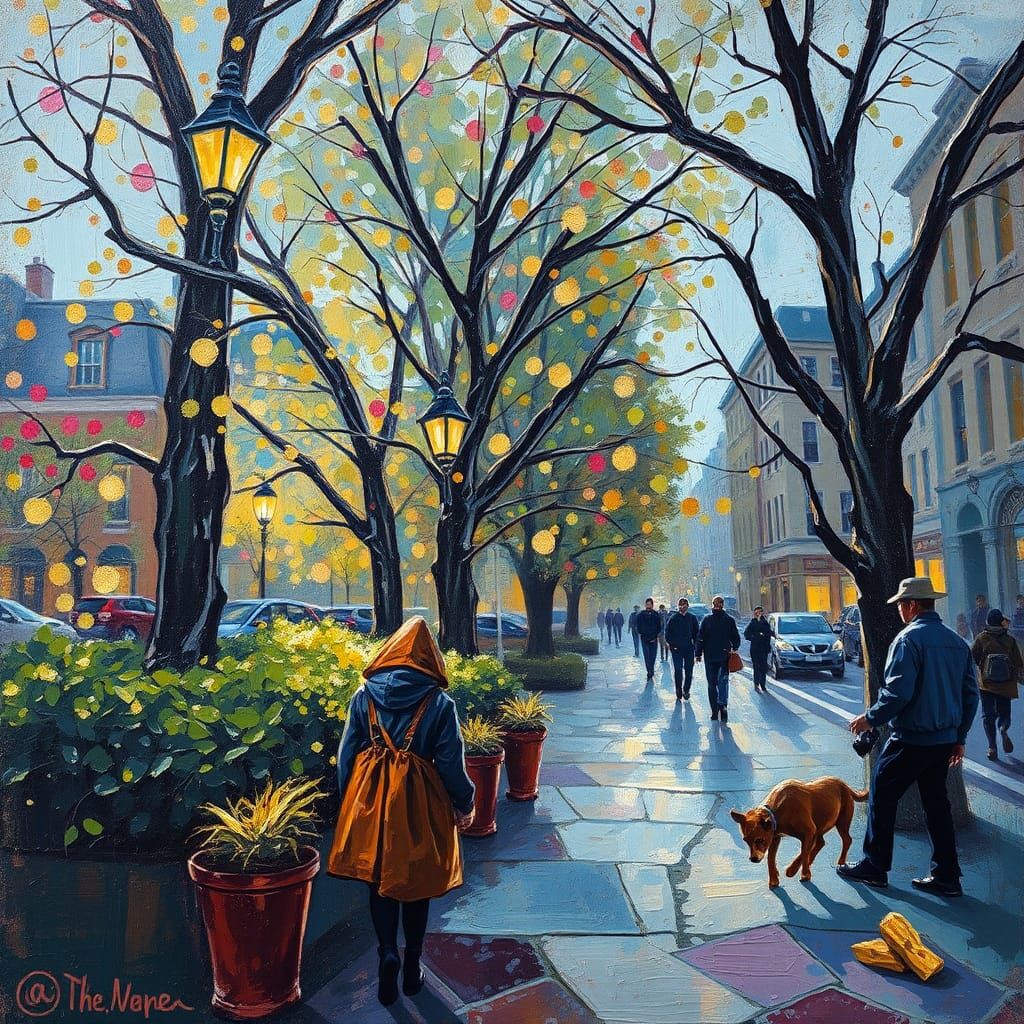 Neo-Impressionist Painting Along Benjamin Franklin Parkway