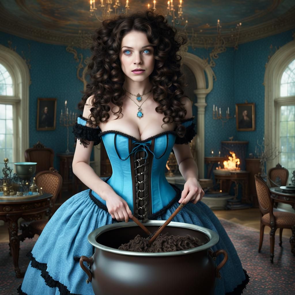 Summer Witch Casting Spells in Victorian Mansion