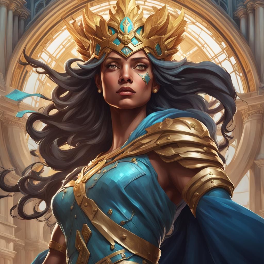 Justice Goddess in Triadic Colors Concept Art