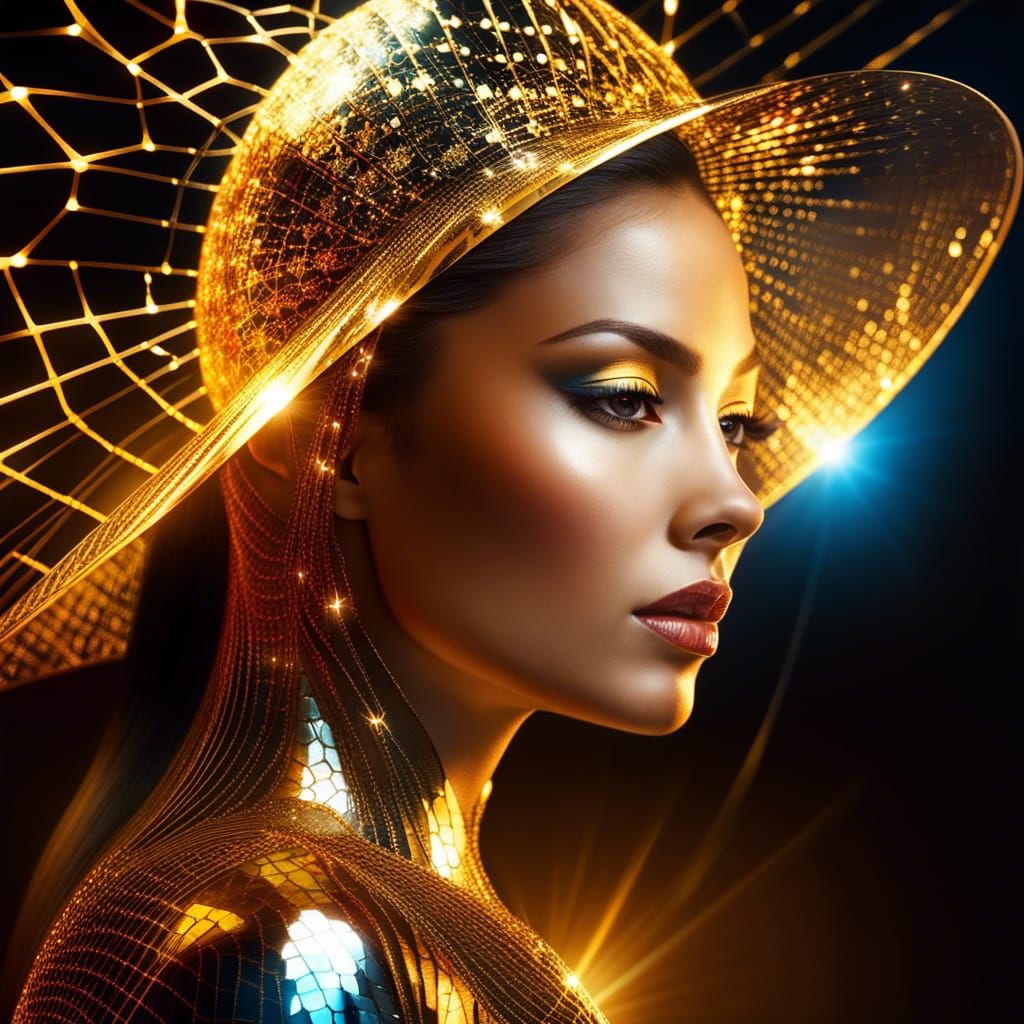 Glass Woman with Fractal Spiderweb Effect