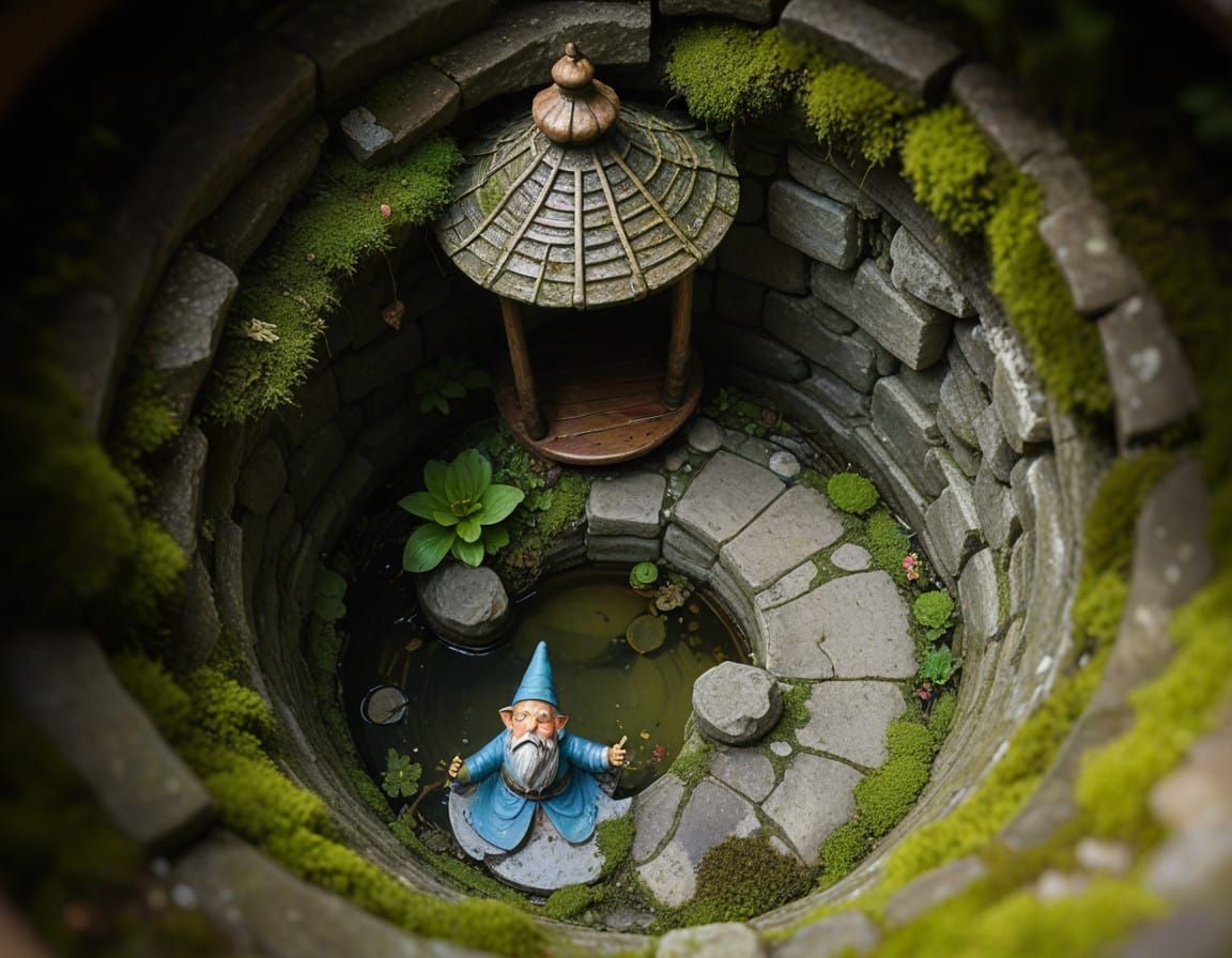 Whimsical Garden Scene in a Well, Shot with Professional DSL...