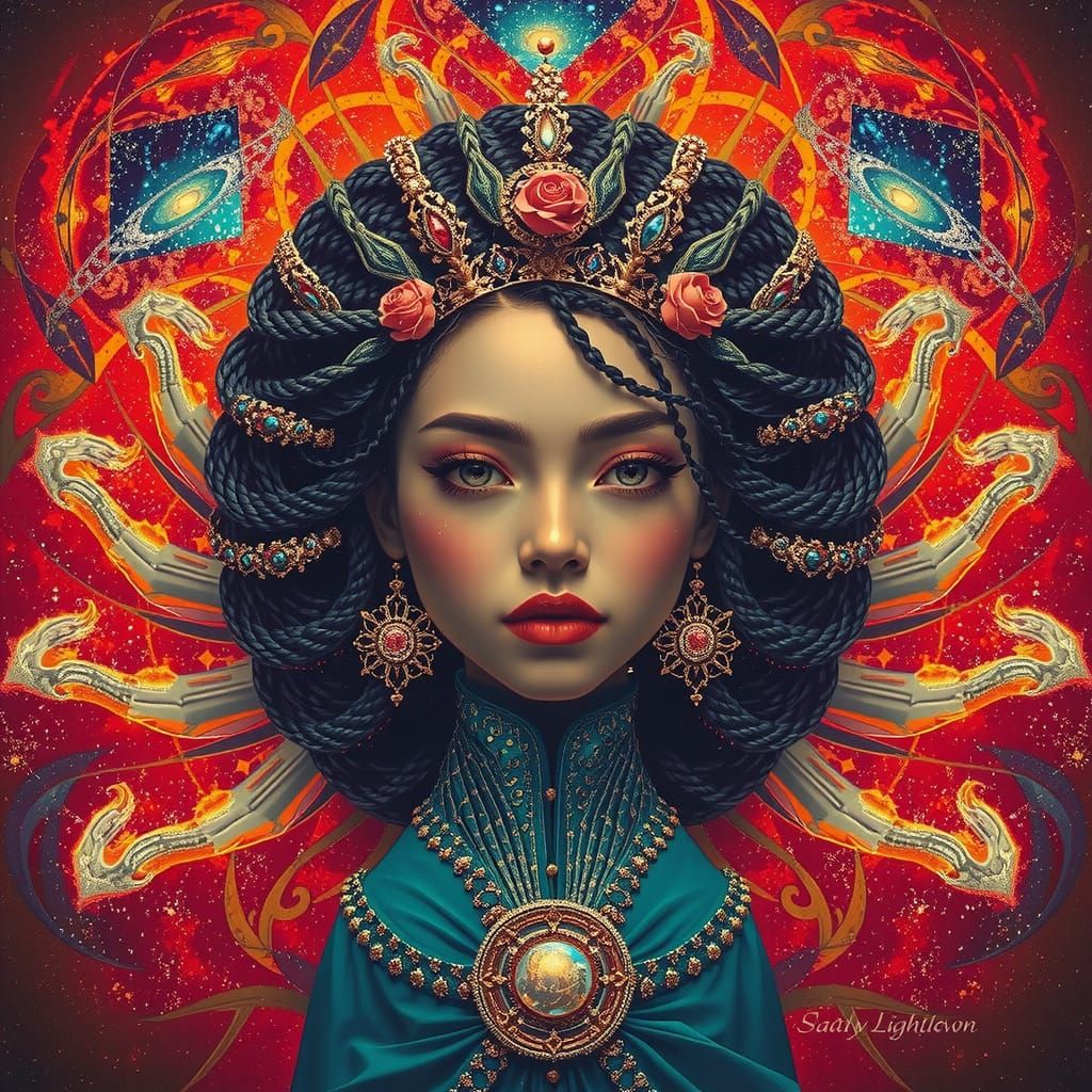 Cosmic Stardust Figure in Hyperrealistic Expressionism