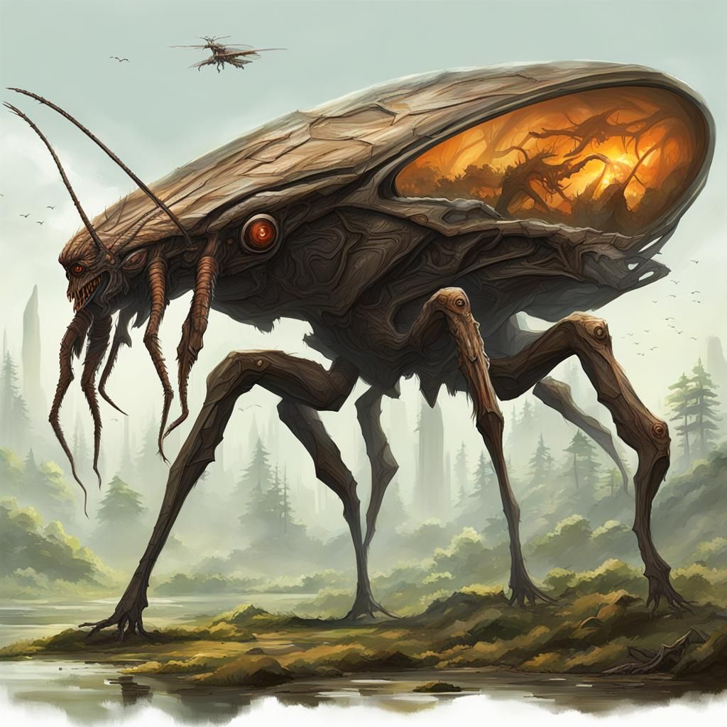 Exoplanet with Giant Alien Insect Lifeforms