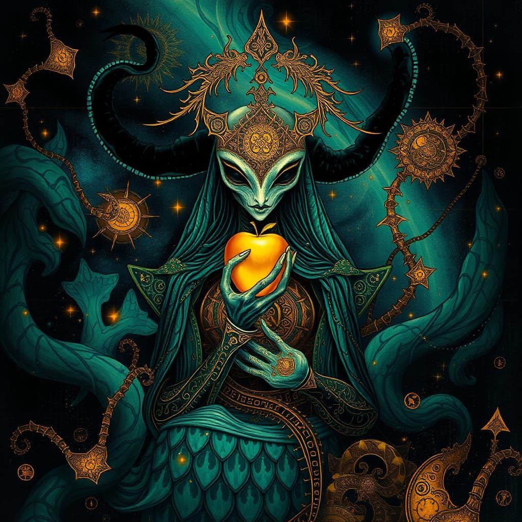 Ink-drenched, binary cipher-like tendrils seep through the subconscious, unveiling an otherworldly dreamscape where an e...