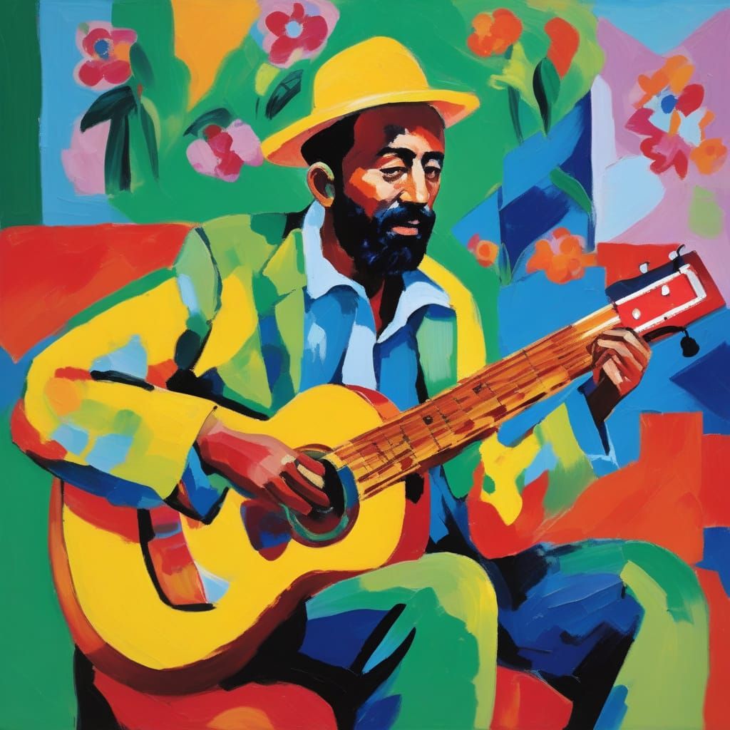 Fauvist Musician Portrait in Bold Colors