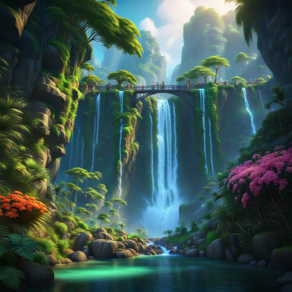 Epic Jungle Landscape with Starry Skies