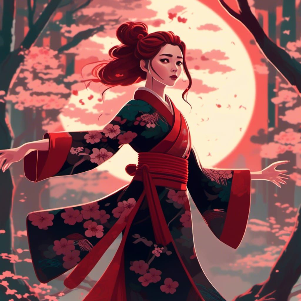 Scarlet Witch in Japanese Garden, Anime Style