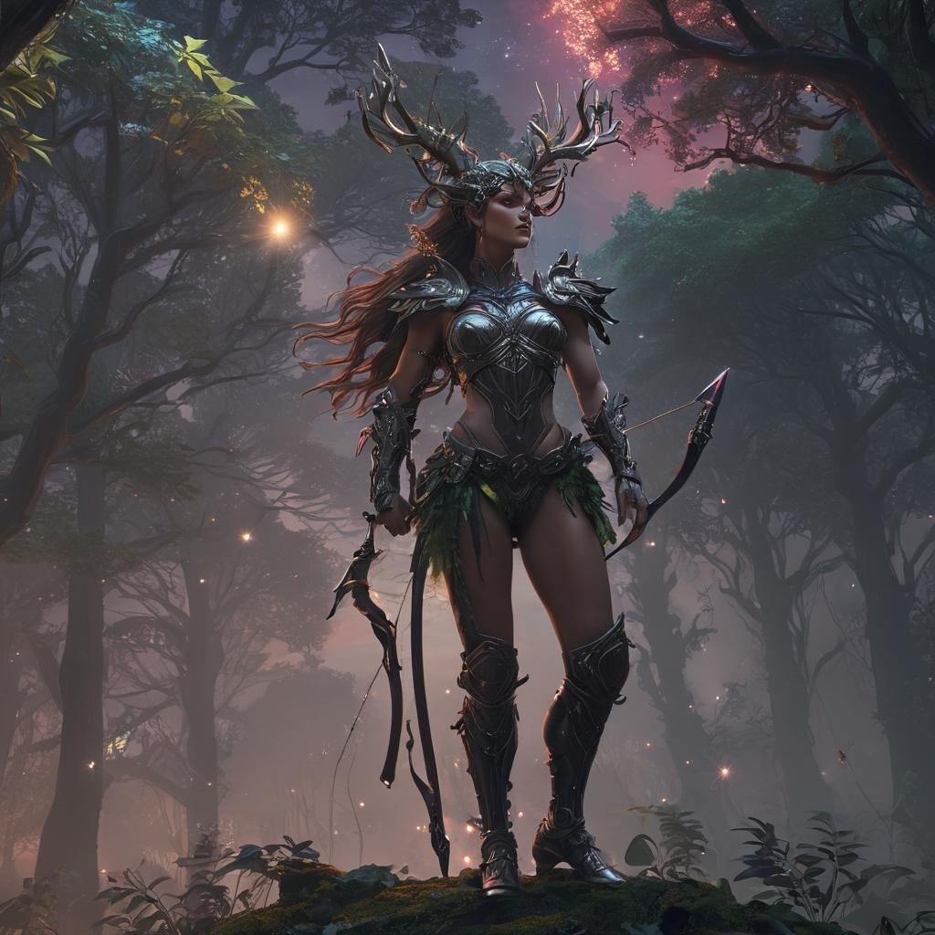 Centaur Woman in Ethereal Forest, Hyperrealistic Art