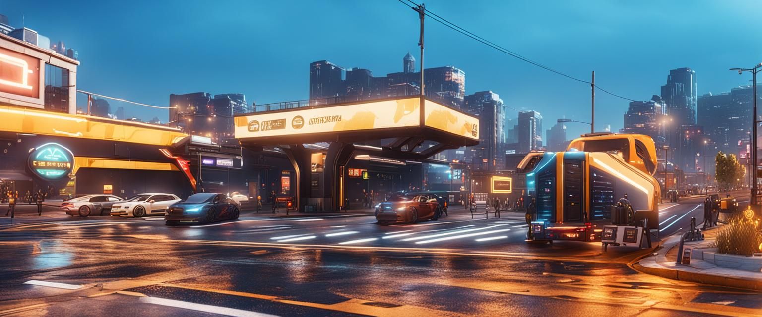 Urban Street Scene with Dynamic Lighting in 3D