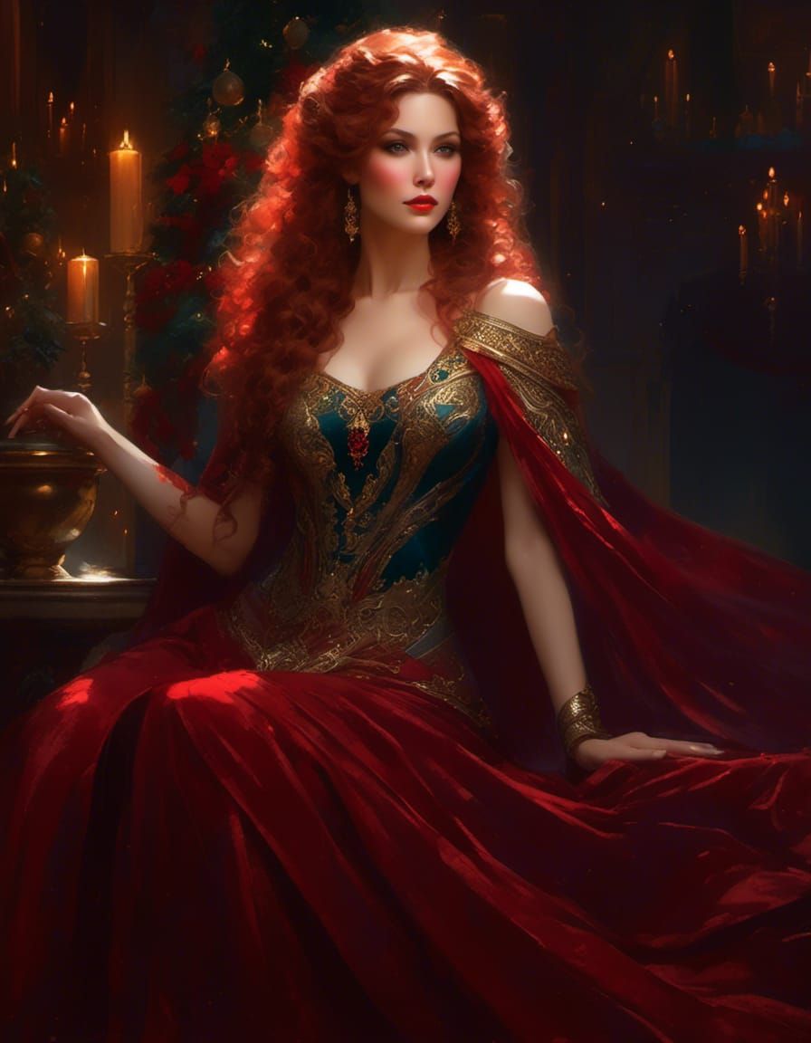 Mother Christmas in Luminist Style, Detailed Portrait