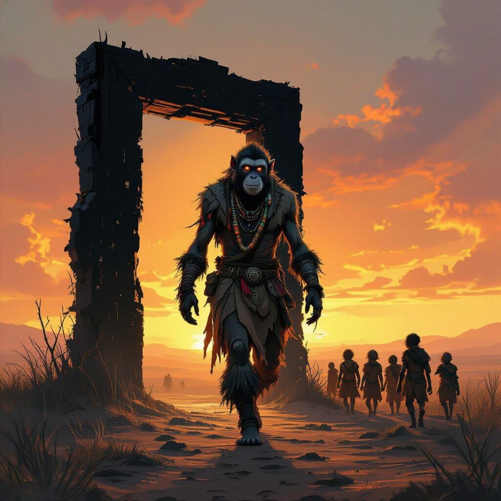 Icedhurt Monkey Emerges from Mystical Portal