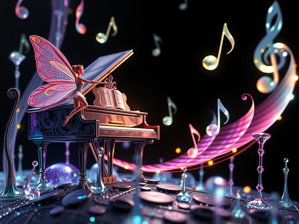 Fairy Ballet on Piano in Ethereal Dreamscape