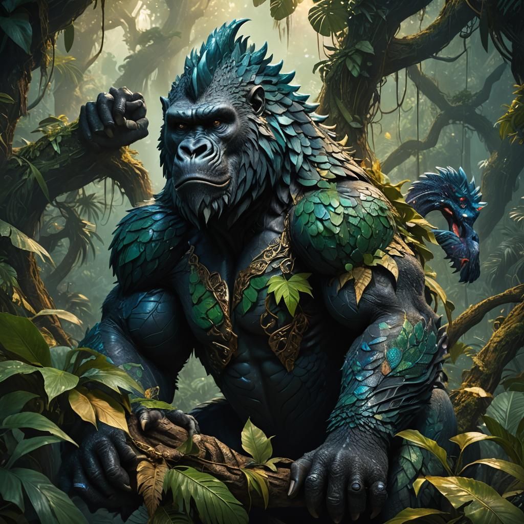 Dragon Foot Dominates Gorilla Neck in Jungle