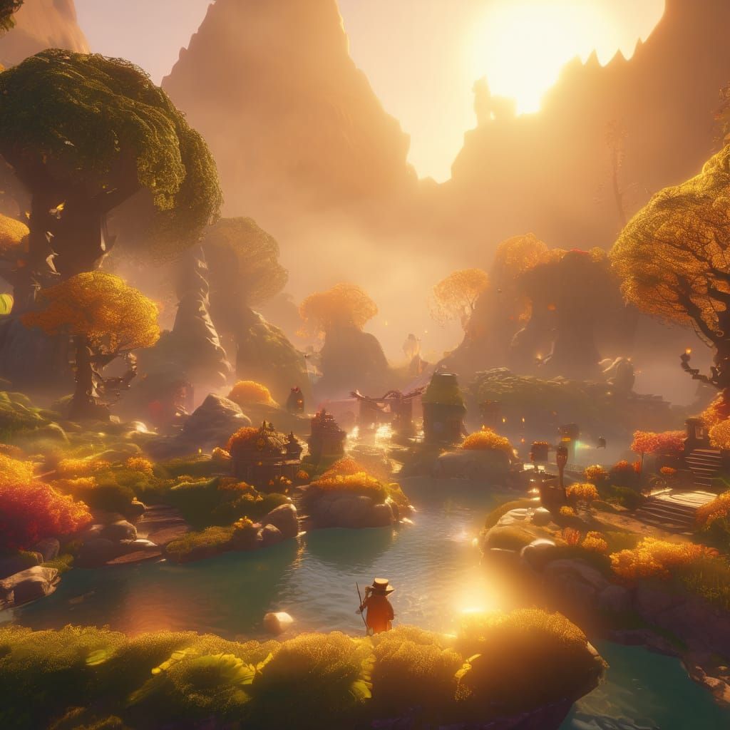 Roblox Character in Vibrant Fantasy Landscape