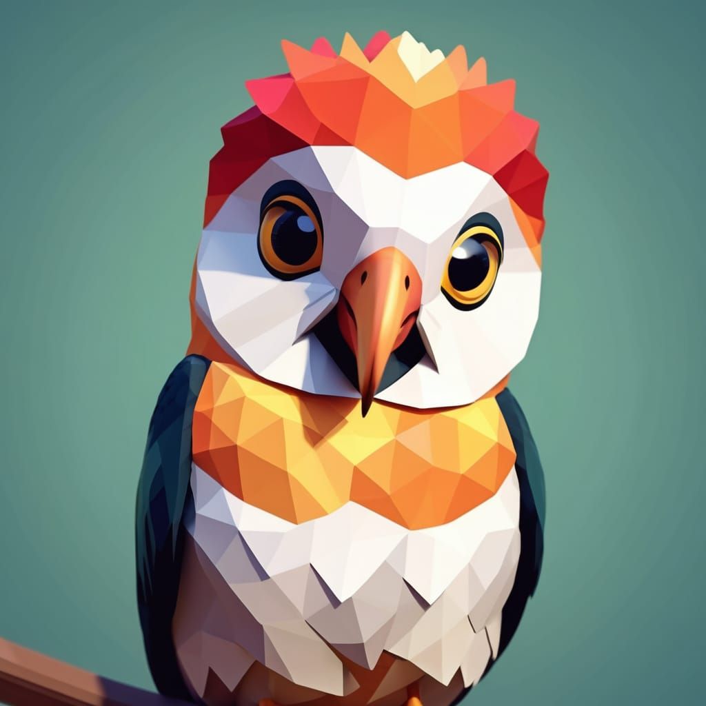 Cute Bird in Low Poly Style