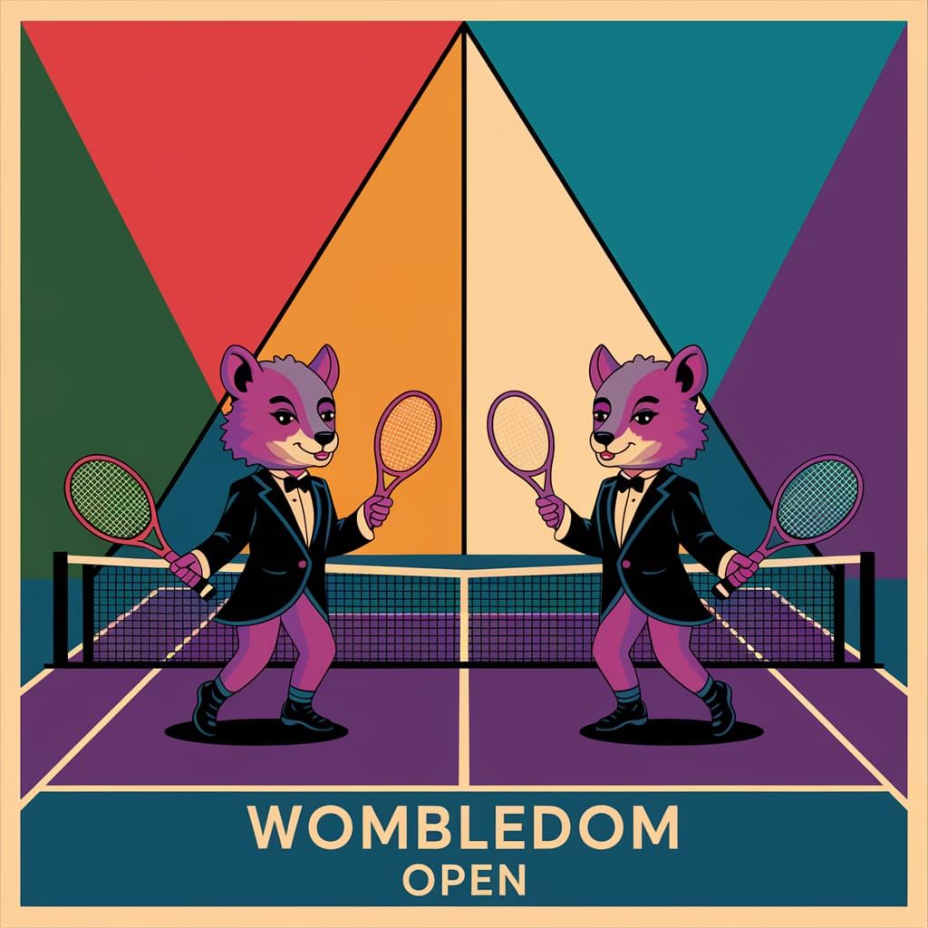 Animals Play Tennis at Wombledom Open in Pop Art