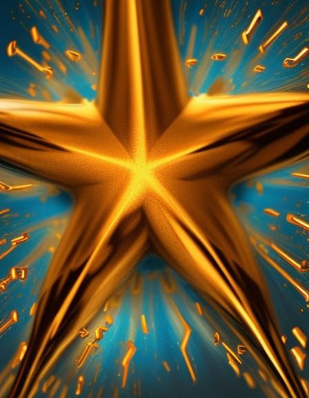 Golden Star Keys in Hyperrealistic Splash Art