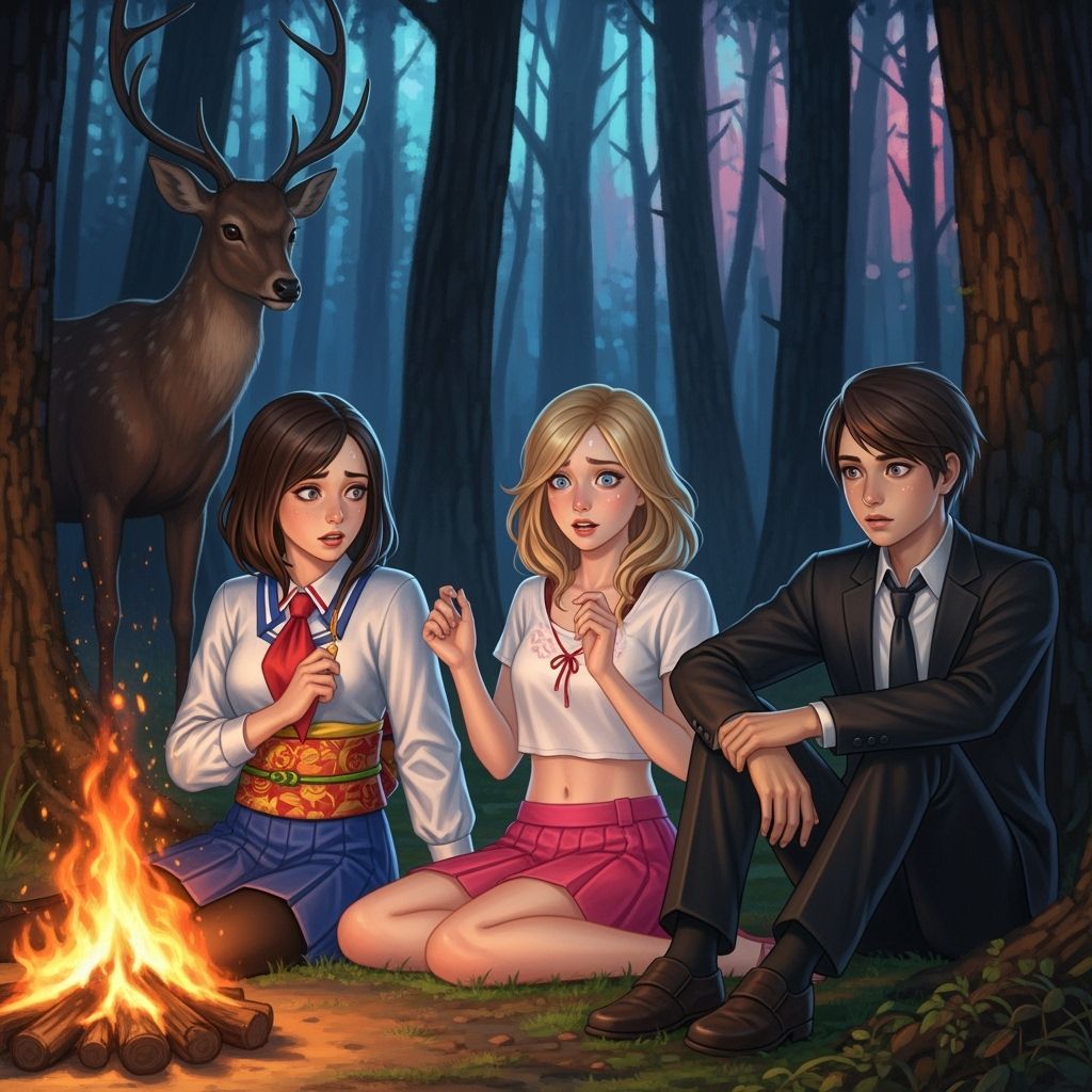 Campfire Scare: Hyperrealistic Forest Encounter