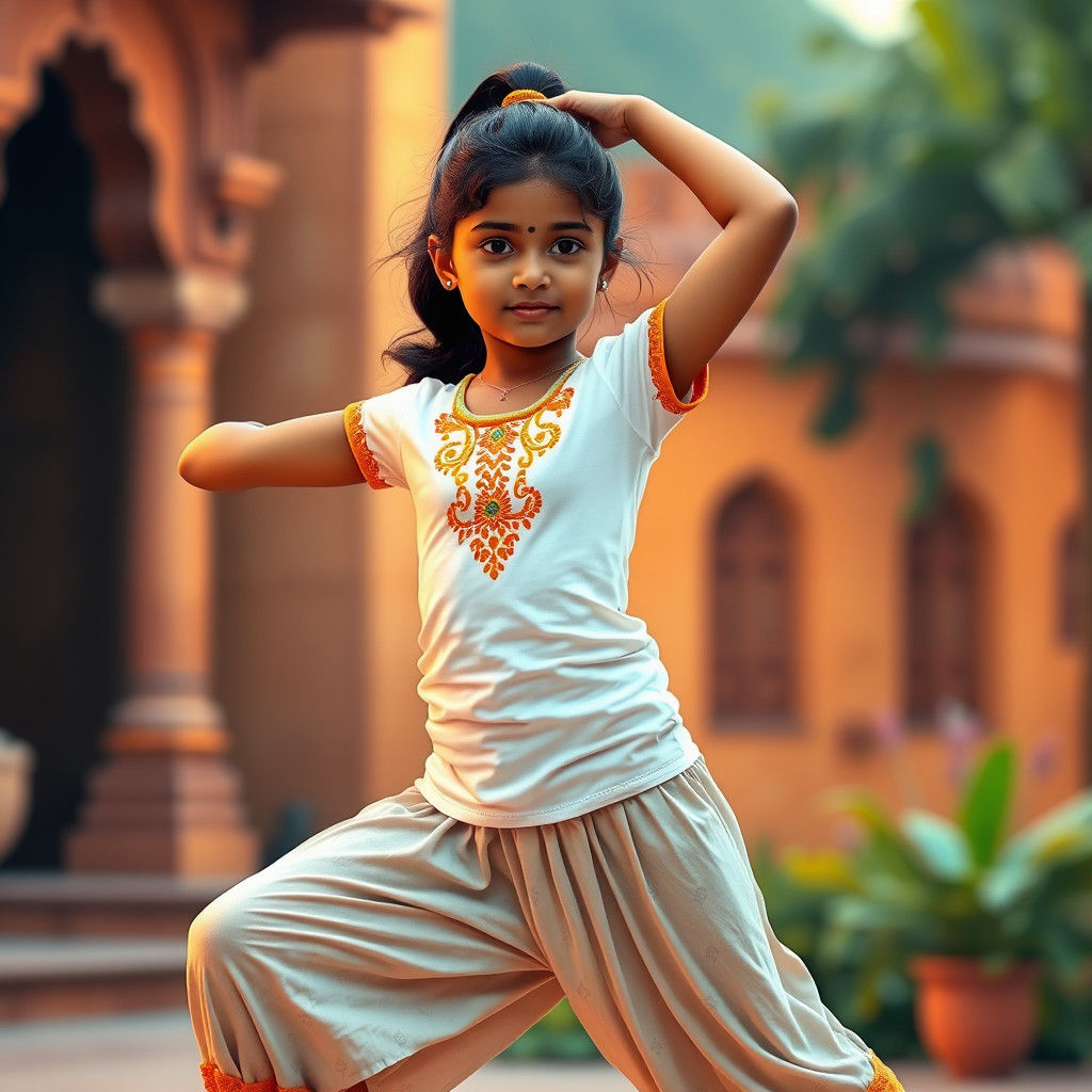 Indian Girl in Yoga Pose, Digital Art