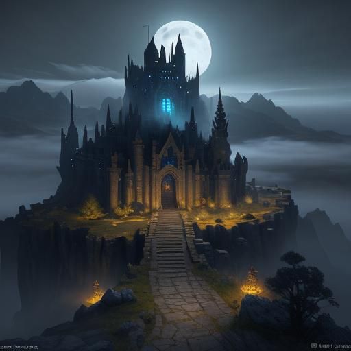 Moonlit Assassin Overlooking Kingdom in Fantasy Art