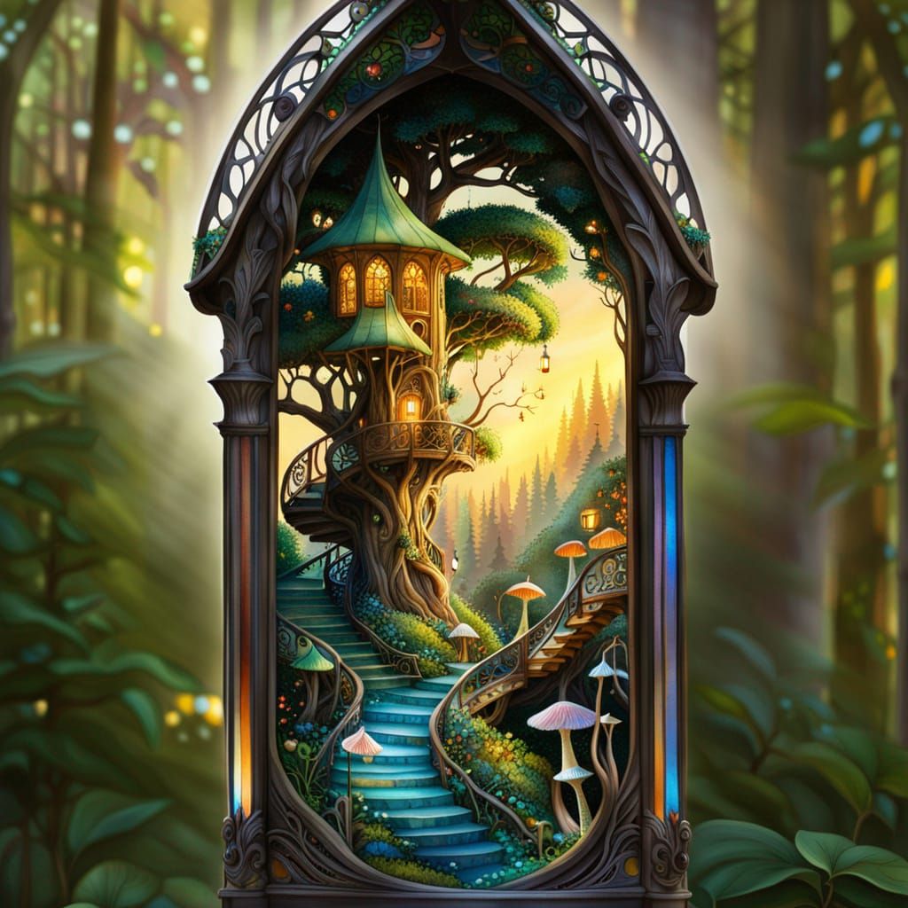 Enchanted Elvish Stairway to Fae Treehouse