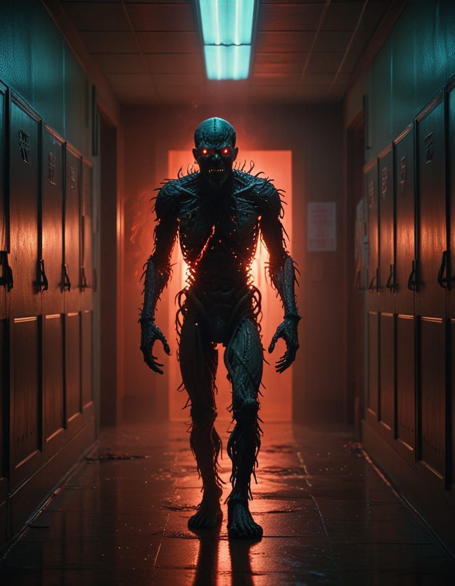 Terrifying Monster in High School Hallway: Stranger Things S...