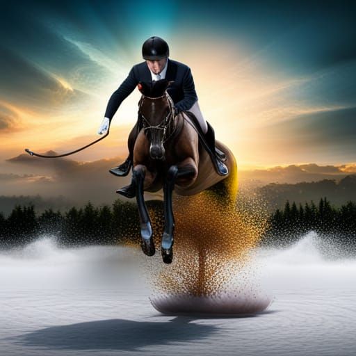 Equestrian Show Jumping: Detailed Fantasy Concept Art