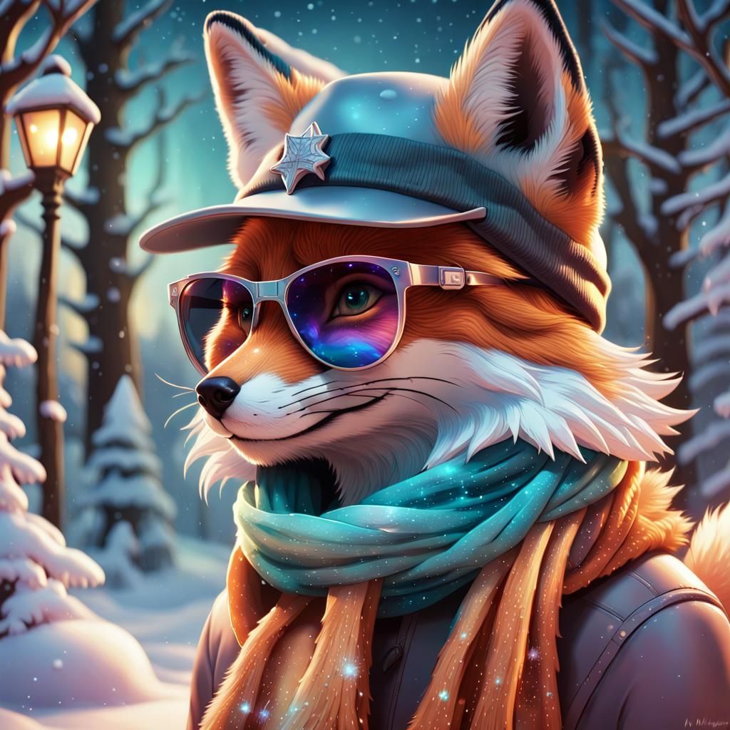 Fox in Winter Wonderland: Holographic Comic Art