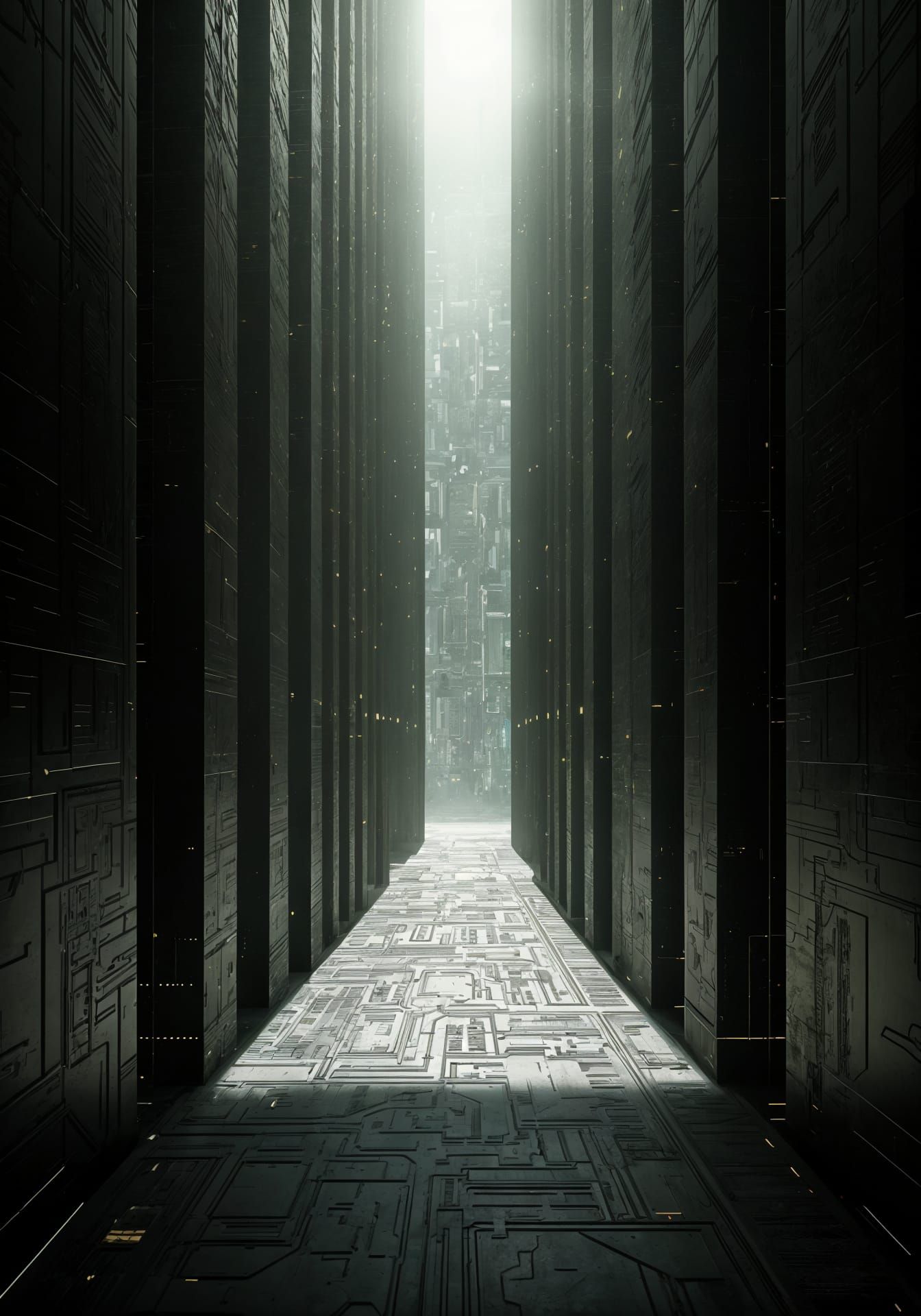 Epic Futuristic Metropolis Under Neon Sunbeams