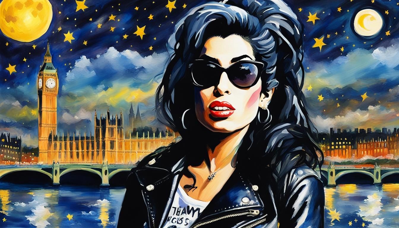 Amy Winehouse in London, Watercolor Pop Art