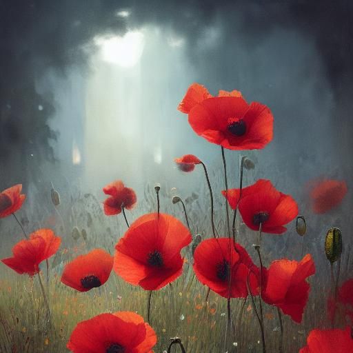 Dramatic Poppy Portrait in Digital Art Style