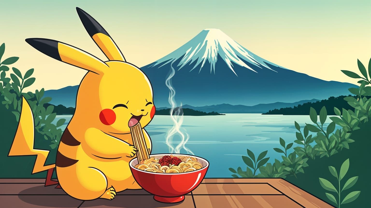 Pikachu in Traditional Japanese Woodblock Style