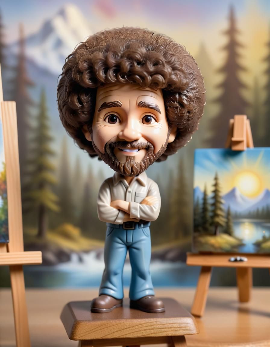 Bob Ross Bobblehead Miniature Painting: Whimsical Studio Ima...