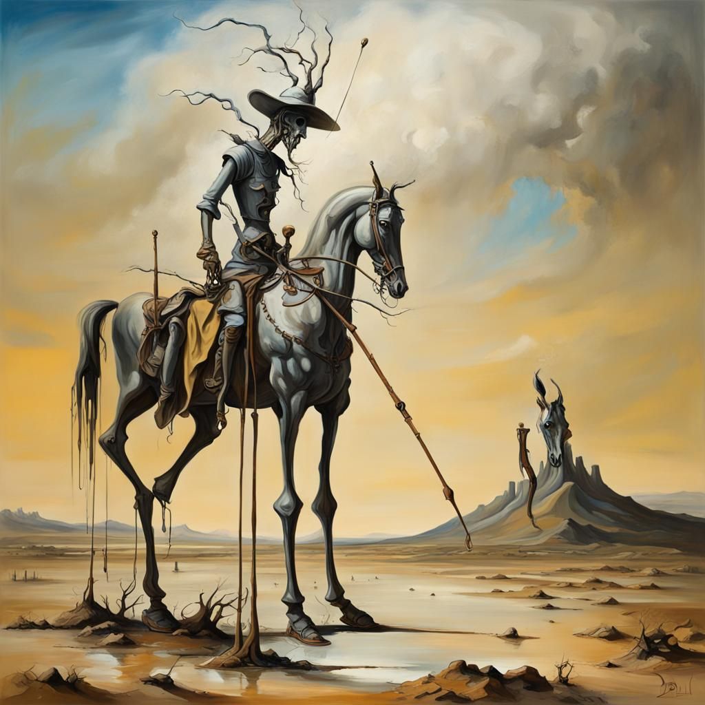 Post-Apocalyptic Don Quixote in Surrealist Style