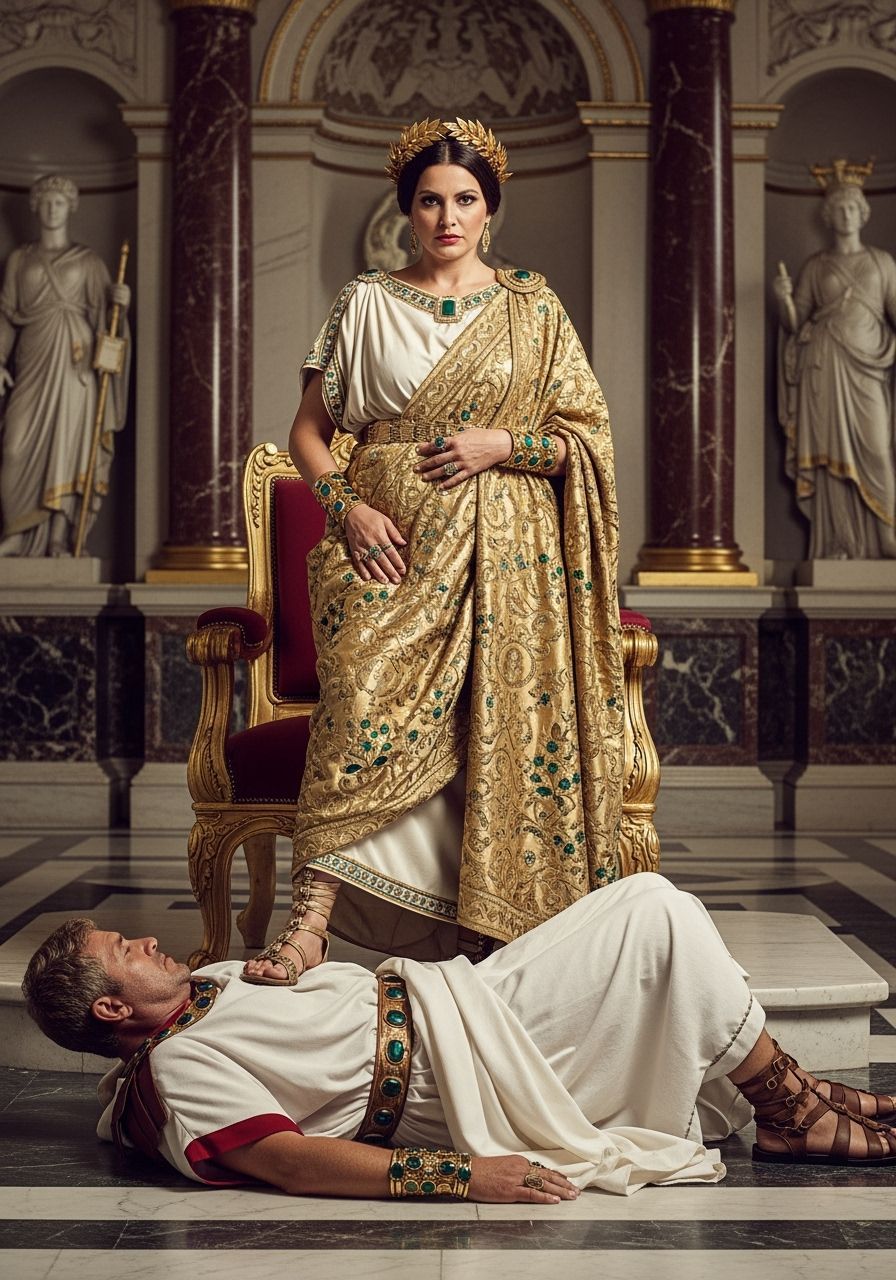 Roman Empress Tramples Senator in Palace Throne Room